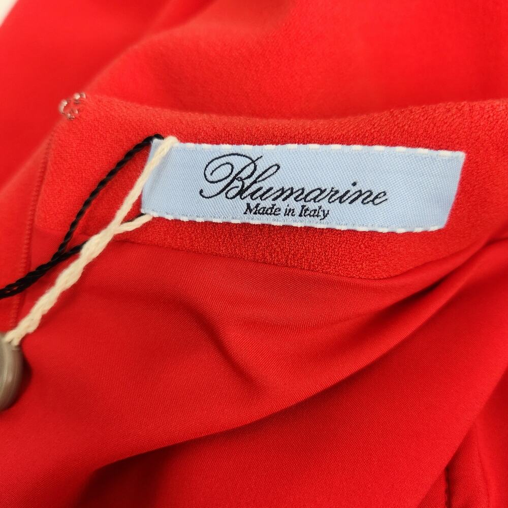 Blumarine Red Shift Dress Rhinestone Neckline 3/4 Sleeve Size 6 NWT Pockets - Picture 8 of 12